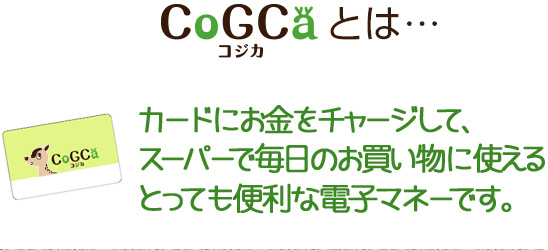 カードにお金をチャージして、スーパーで毎日のお買い物に使えるとっても便利な電子マネーです。